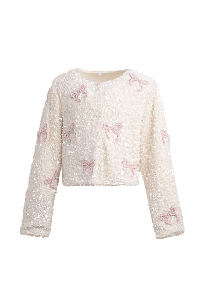 Lola + The Boys Jacket Pearly Bow Sparkle Jacket