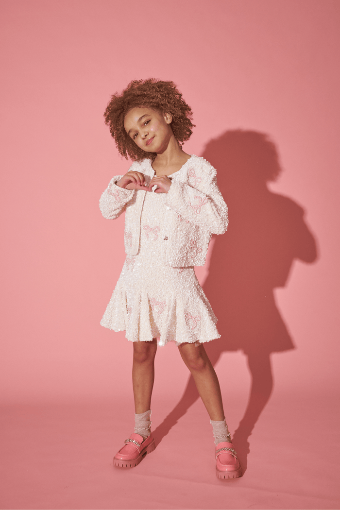 Lola + The Boys Jacket Pearly Bow Sparkle Jacket