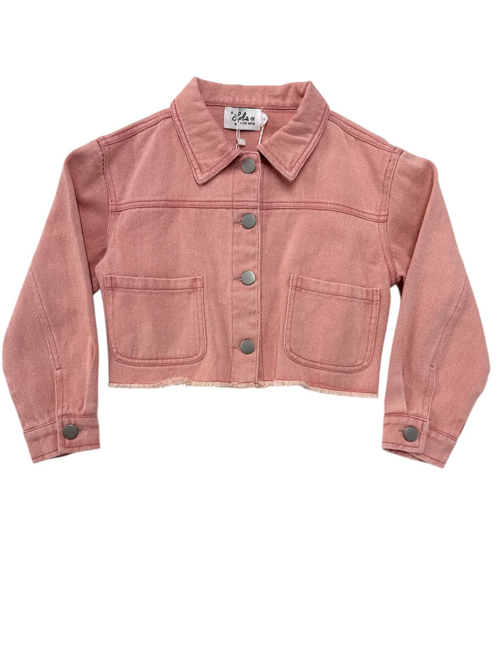 Lola + The Boys Jacket 6 Pink Western Fringe Denim Jacket