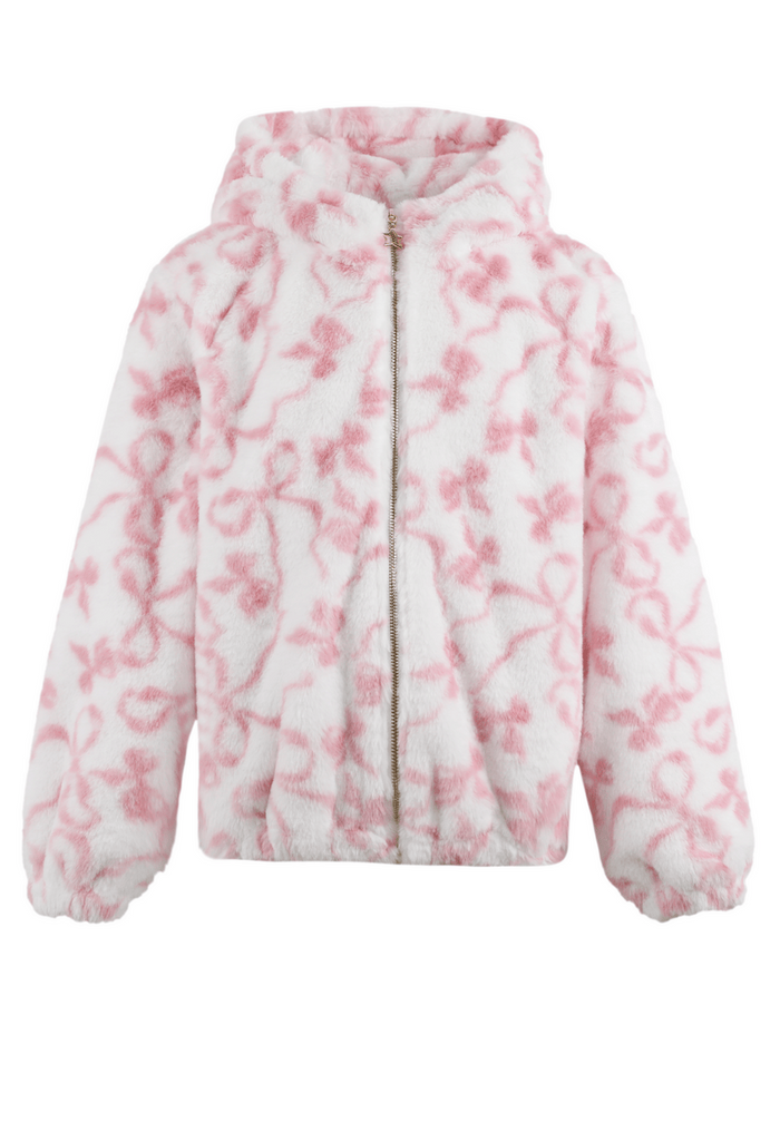Lola + The Boys Jacket Pretty Bows Fuzzy Jacket