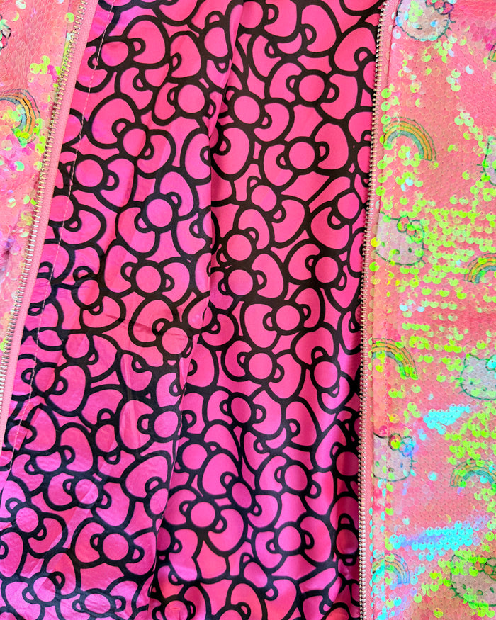 Lola + The Boys Jacket Rainbow Hello Kitty Sequin Bomber