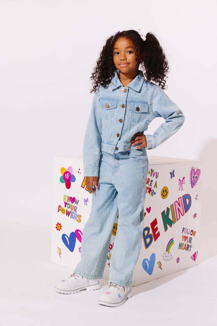 Lola + The Boys Jacket Sparkle Crystal Denim Jacket