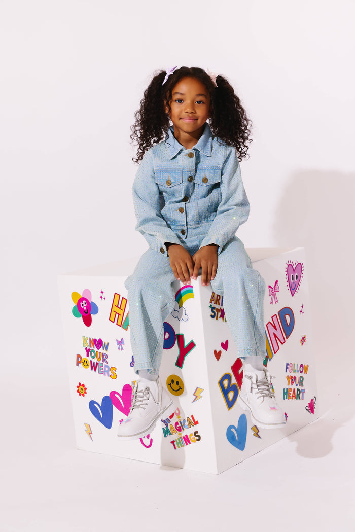 Lola + The Boys Jacket Sparkle Crystal Denim Jacket