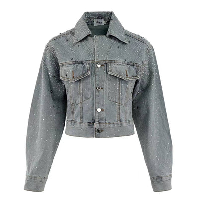 exclude-sale Jacket Women's Crystal Bow Denim Jacket