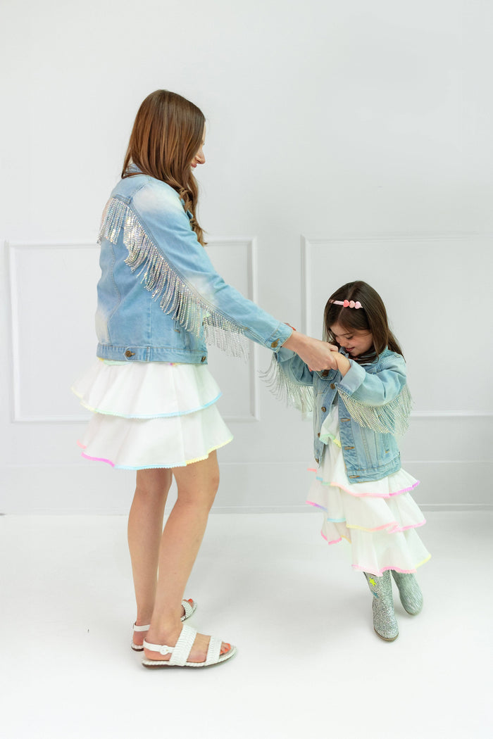 Lola + The Boys Jacket Women's Crystal Tassel Denim Jacket