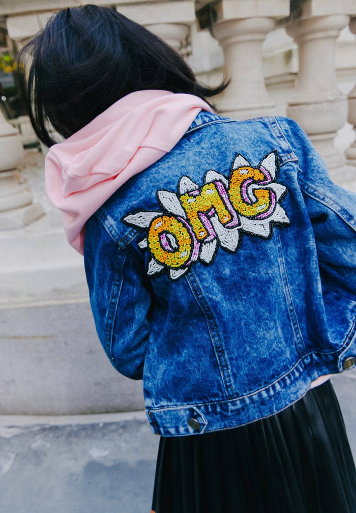 Lola + The Boys Jacket Women's OMG Beaded Denim