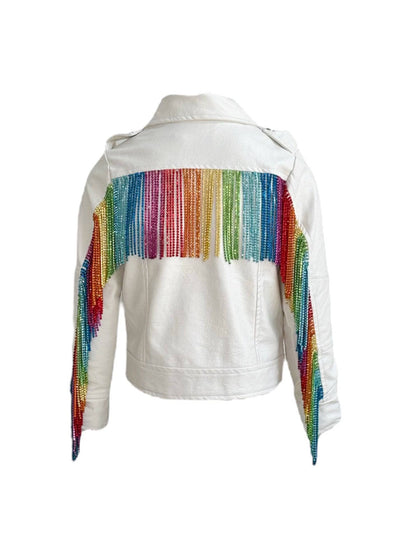 Lola + The Boys Jackets & Bombers Crystal Rainbow Rain Leather Jacket