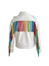 Lola + The Boys Jackets & Bombers Women's Crystal Rainbow Rain Leather Jacket