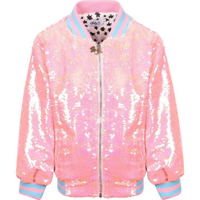 Lola + The Boys JACKETS Pretty in Pink Unicorn Sequin Bomber