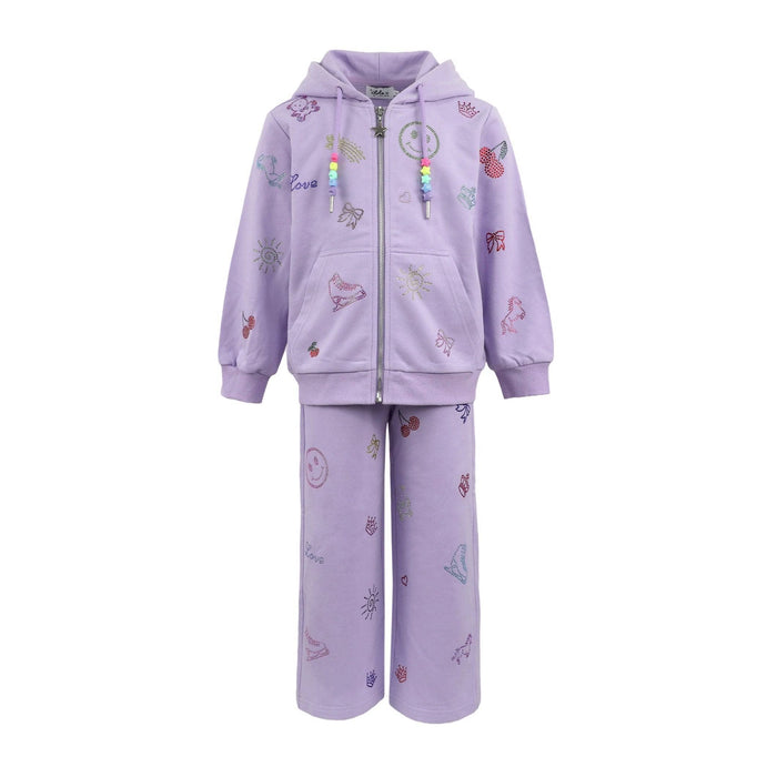 Lola + The Boys Lavender Crystal Doodle Joggers Set