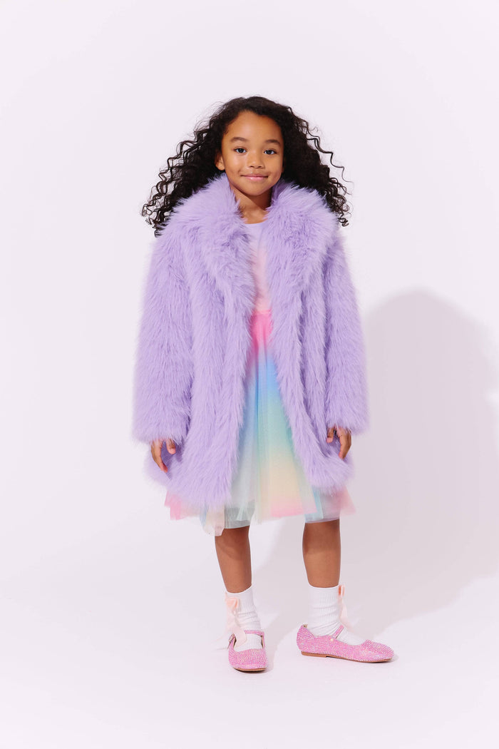 Lola + The Boys Lavender Haze Faux Fur Coat