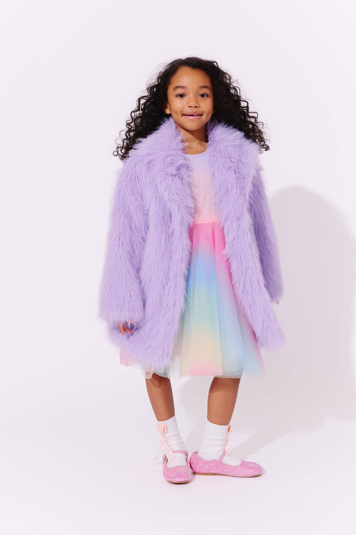 Lola + The Boys Lavender Haze Faux Fur Coat