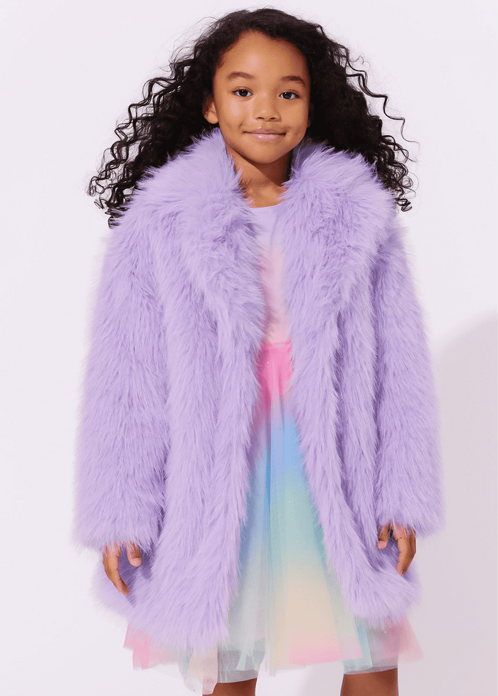 Lola + The Boys Lavender Haze Faux Fur Coat