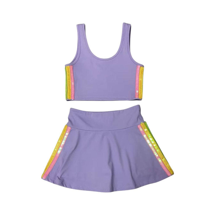 Lola + The Boys Lavender Rainbow Sherbet Sequin Tennis Set