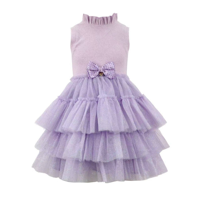 Lola + The Boys Lavender Shimmer Party Bow Dress