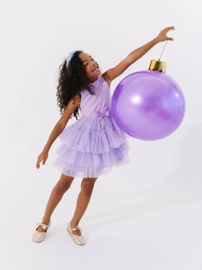 Lola + The Boys Lavender Shimmer Party Bow Dress
