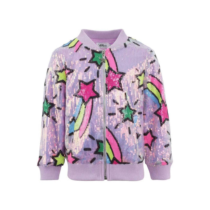 Lola + The Boys 2 Lavender Shooting Star Sequin Bomber