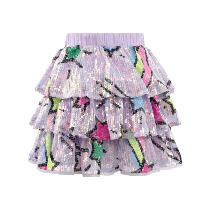 Lola + The Boys Lavender Shooting Star Sequin Skirt