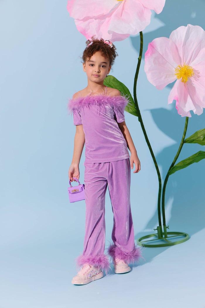 lola-new-arrival Lavender Velvet Feather Set