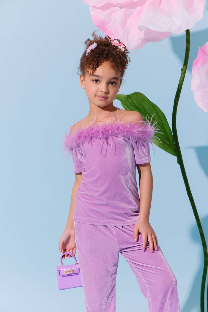 lola-new-arrival Lavender Velvet Feather Set