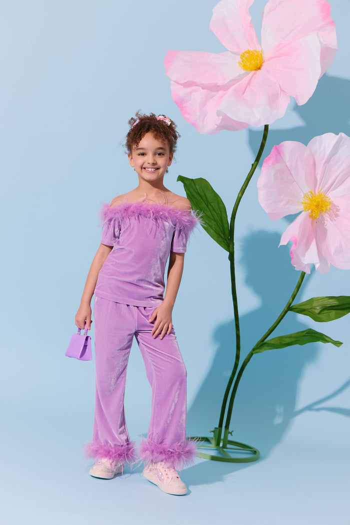 lola-new-arrival Lavender Velvet Feather Set