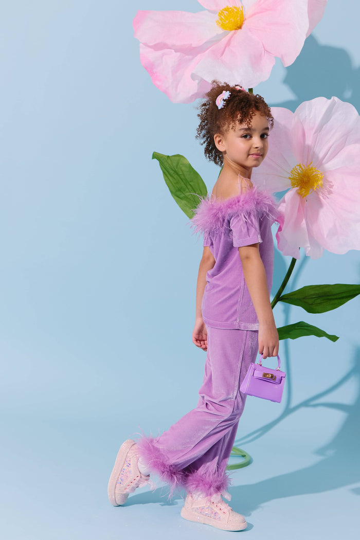 lola-new-arrival Lavender Velvet Feather Set