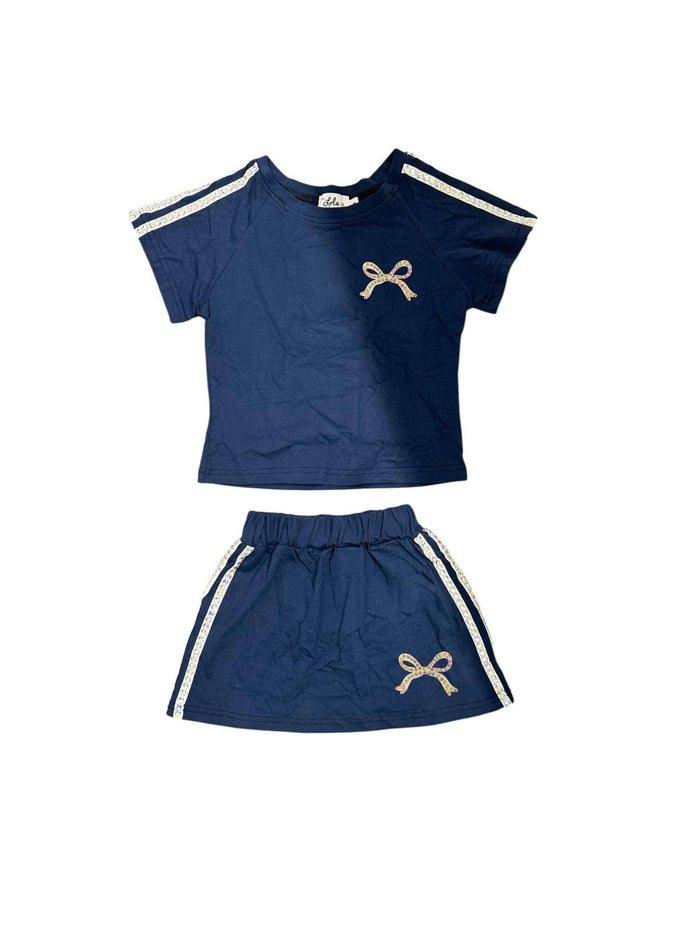 Lola + The Boys Navy Crystal Bow Set