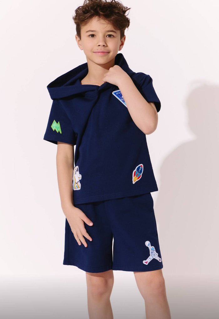 Lola + The Boys Navy Space Boys Short Set