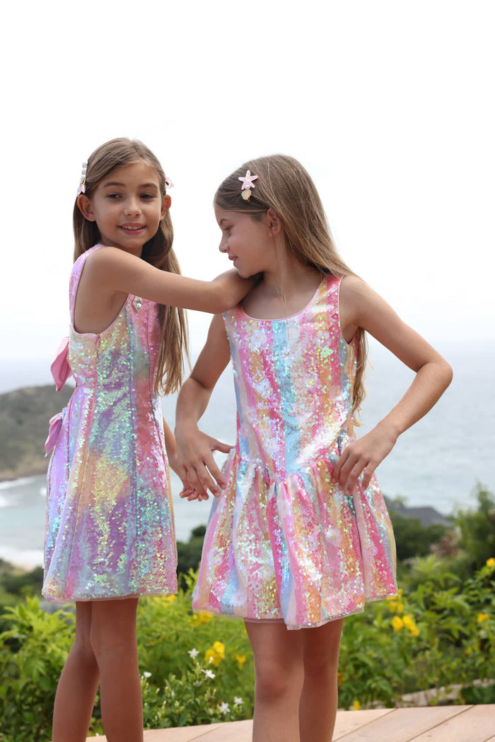 Lola + The Boys Ombre Sequin Bows Dress