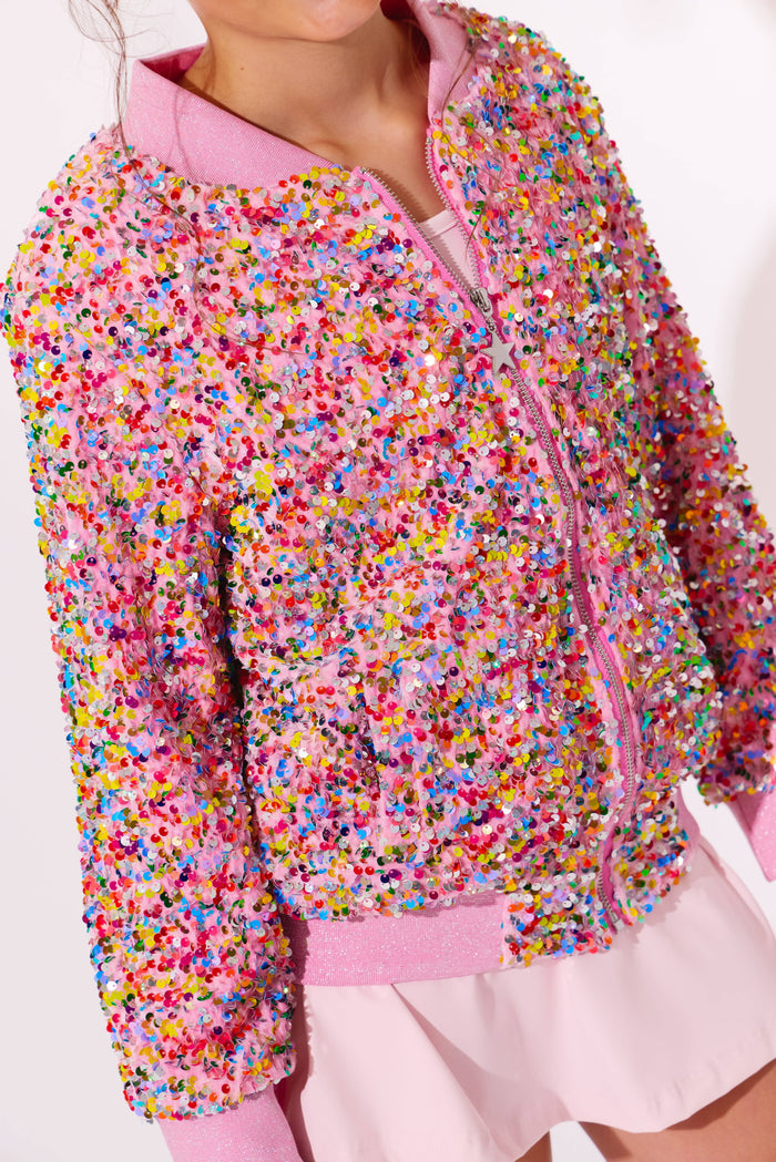 Lola + The Boys Outerwear Confetti Shimmer Party Bomber