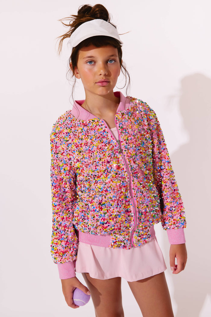 Lola + The Boys Outerwear Confetti Shimmer Party Bomber