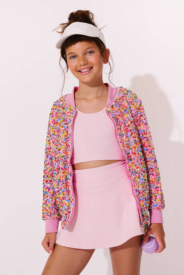 Lola + The Boys Outerwear Confetti Shimmer Party Bomber