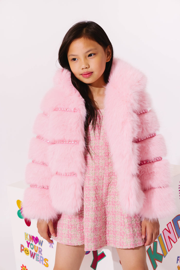 Lola + The Boys Outerwear Cotton Candy Gem Faux Fur