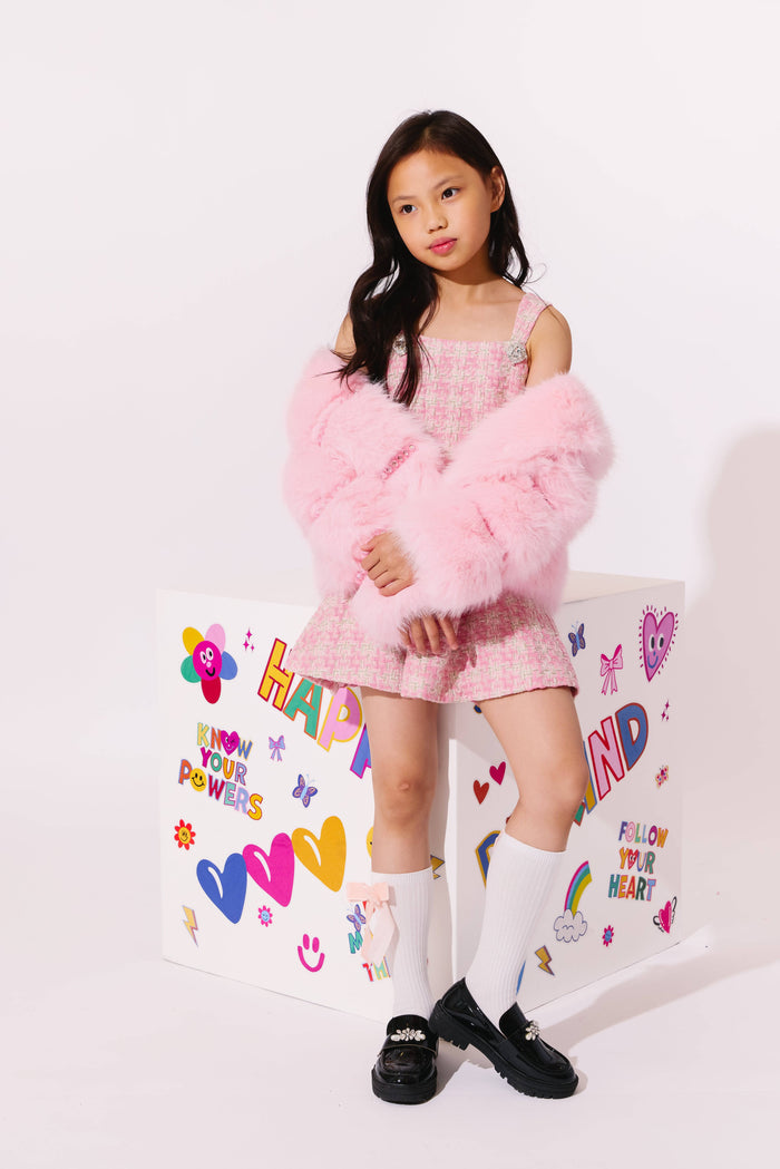Lola + The Boys Outerwear Cotton Candy Gem Faux Fur