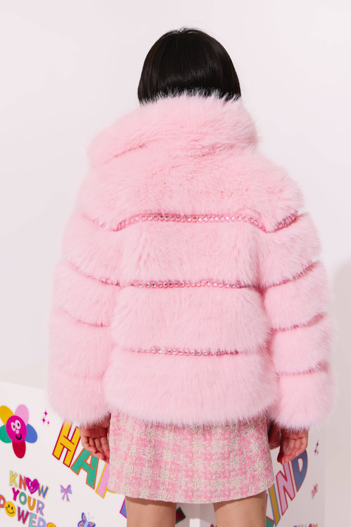 Lola + The Boys Outerwear Cotton Candy Gem Faux Fur