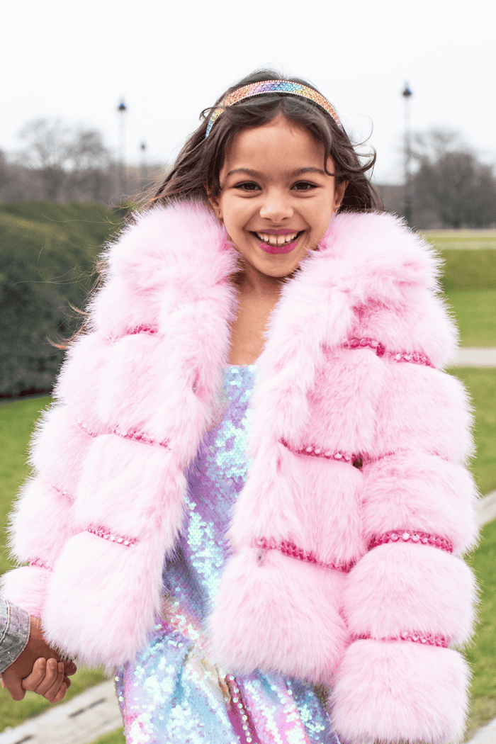 Lola + The Boys Outerwear Cotton Candy Gem Faux Fur