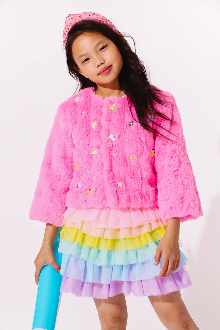 Lola + The Boys Outerwear Cutie Charms Faux Fur