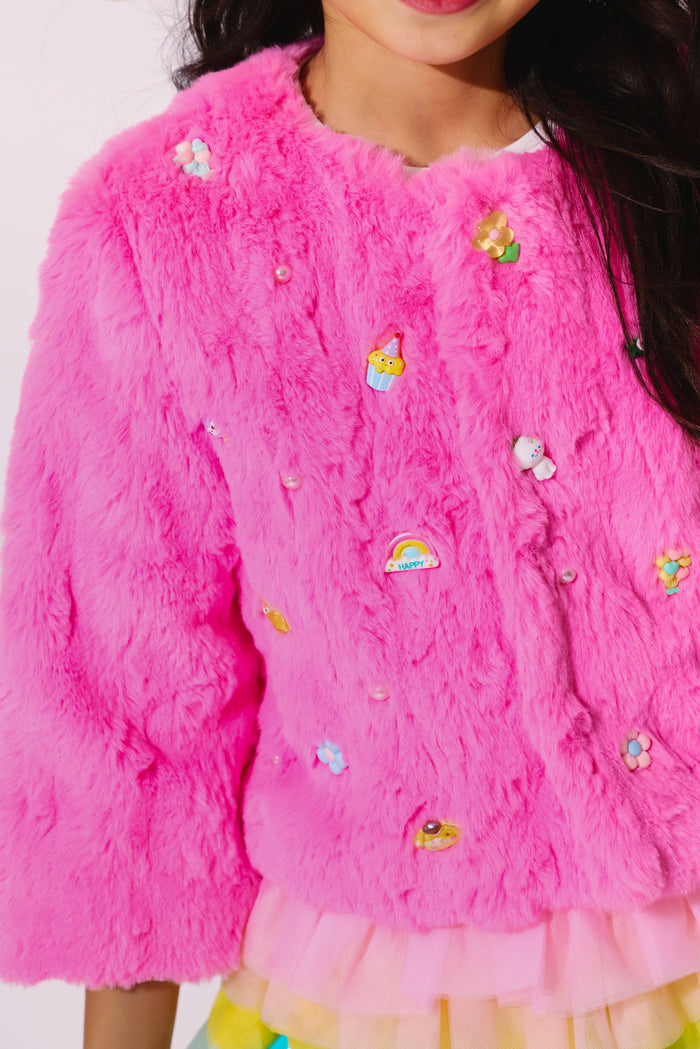 Lola + The Boys Outerwear Cutie Charms Faux Fur