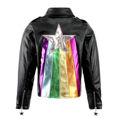 Lola + The Boys Outerwear Happy Rainbow Star Vegan Leather