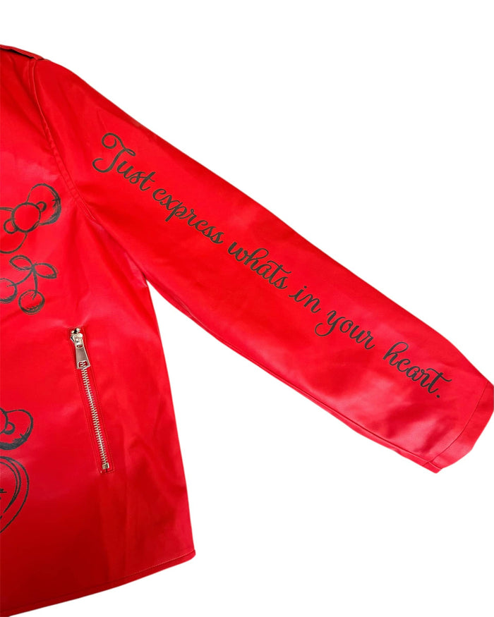 Lola + The Boys Outerwear Hello Kitty Graffiti Biker Jacket Red