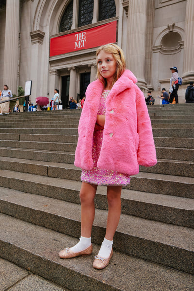 exclude-fall Outerwear Hot Pink Faux Fur Coat