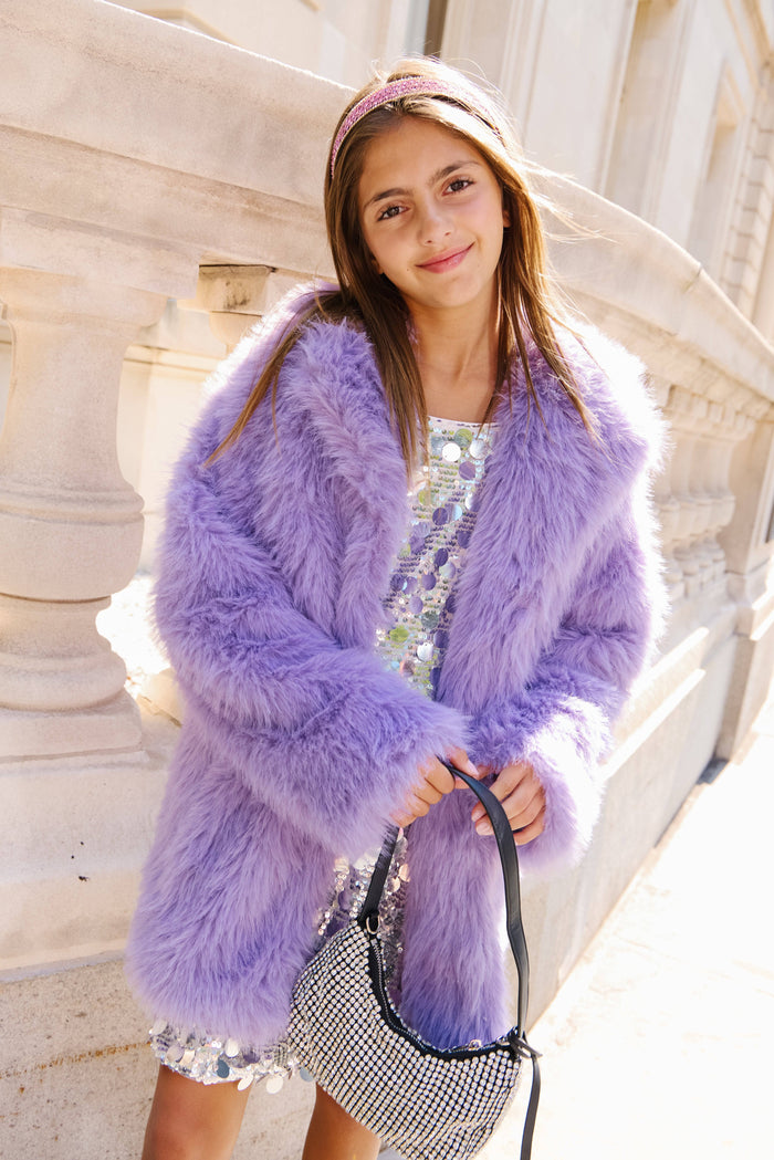 Lola + The Boys Outerwear Lavender Haze Faux Fur Coat
