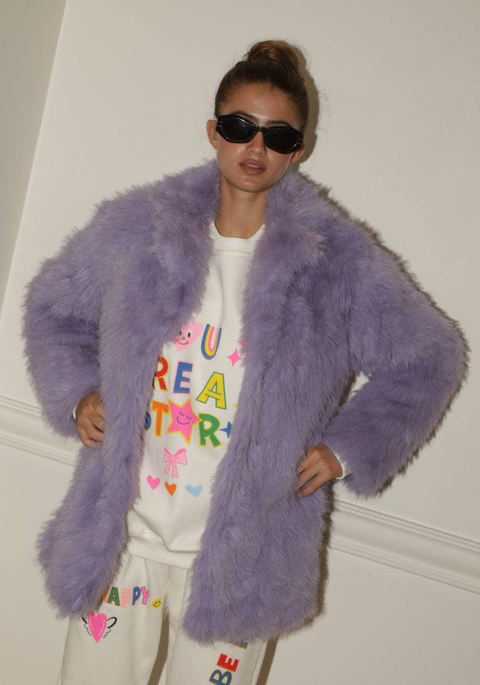 Lola + The Boys Outerwear Lavender Haze Faux Fur Coat
