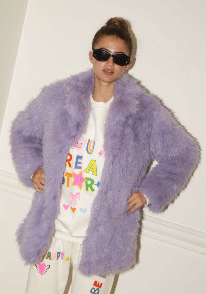 Lola + The Boys Outerwear Lavender Haze Faux Fur Coat – Teen/Women