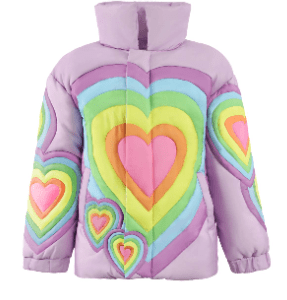 exclude-archive Outerwear Lavender Rainbow Heart Puffer