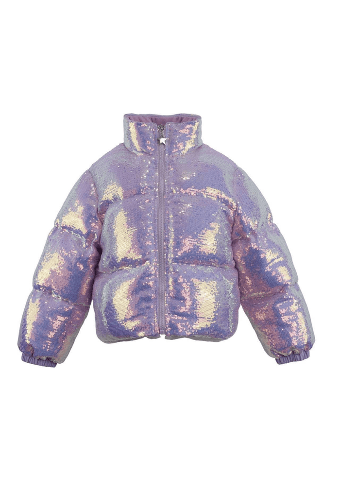 Lola + The Boys Outerwear Lavender Shimmer Puffer