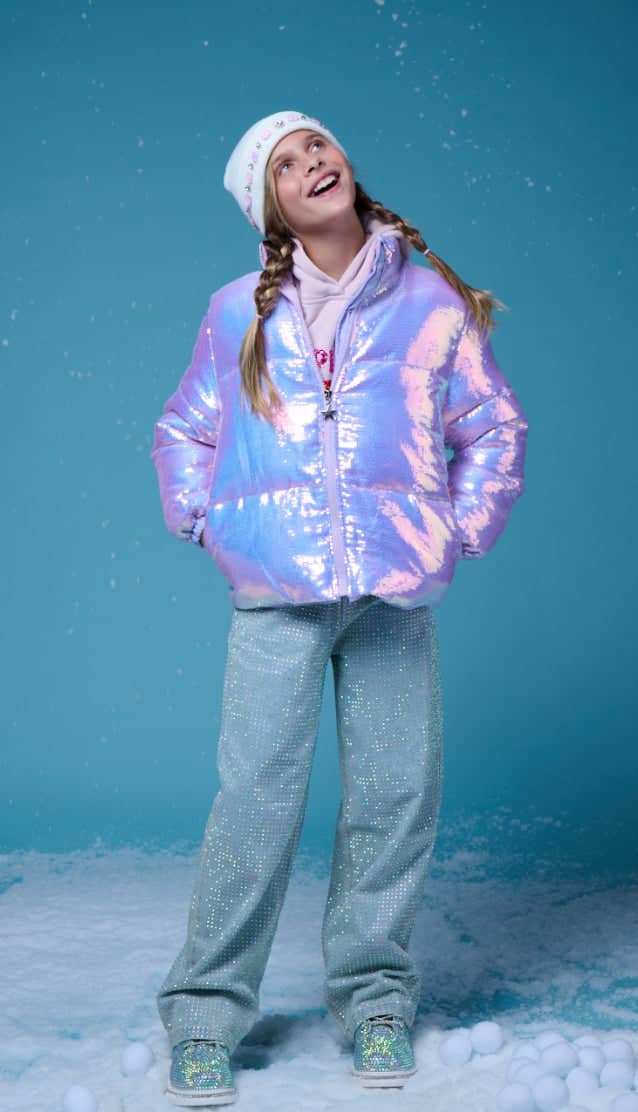 Lola + The Boys Outerwear Lavender Shimmer Puffer