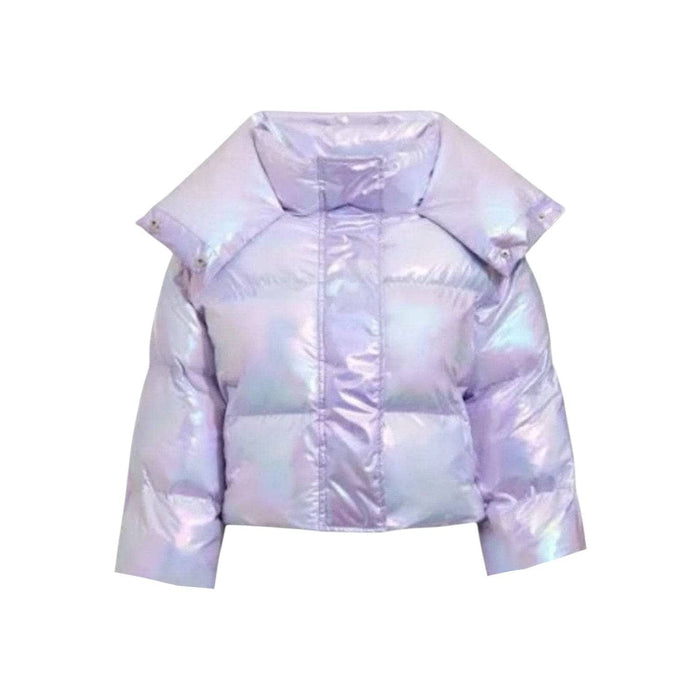 Lola + The Boys Outerwear 2 Lavender Shiny Hologram Puffer