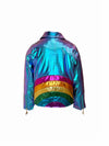 Lola + The Boys Outerwear Metallic Rainbow Sky Moto Jacket