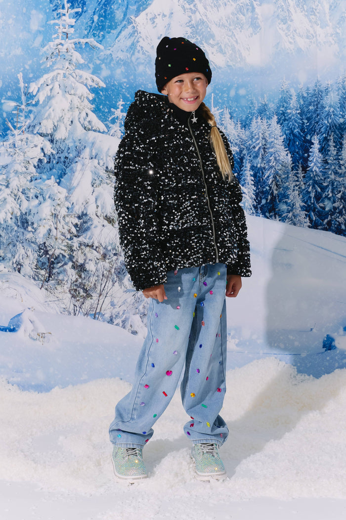 Lola + The Boys Outerwear Midnight Shimmer Puffer